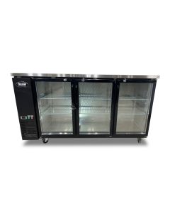 72" Glass 3 door back bar refrigerator 