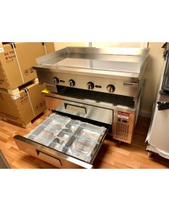 48" Chef Base Refrigerator with 48" Chrome Griddle Combo - HDTG-48-Chrome / PCB48