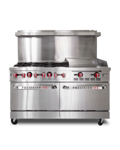 Precision 6 Burner Gas Range & 24" Griddle - RGR60-24G-T 